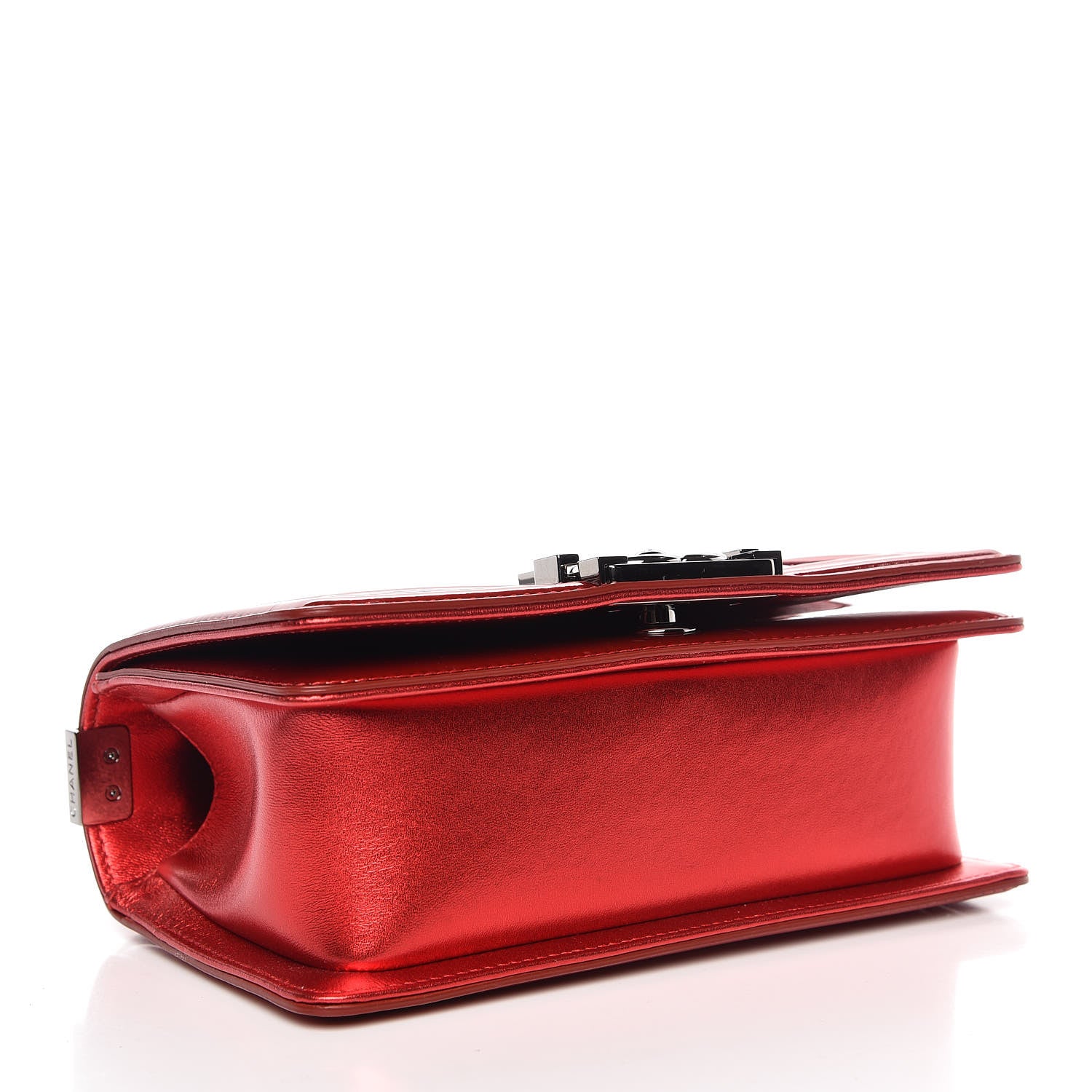Chanel Metallic Patent Calfskin Quilted Small Boy Flap Red 4 of 8