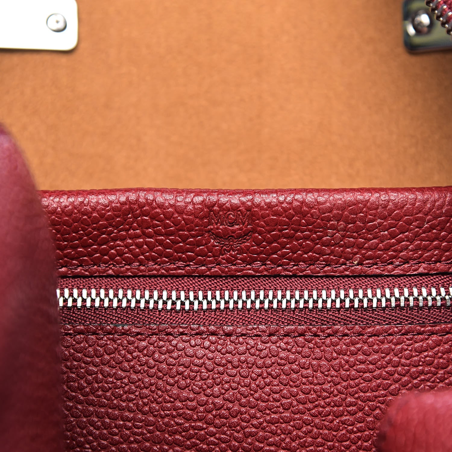 MCM Grained Calfskin Medium Ella Boston Sash Burgundy 7 of 12