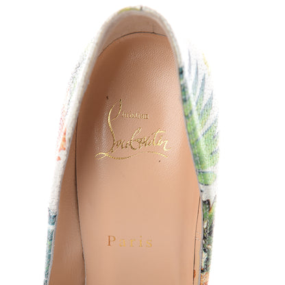 Christian Louboutin Crackled Calfskin Hawaii Print So Kate 120 Pumps 39 White Multi 5 of 7