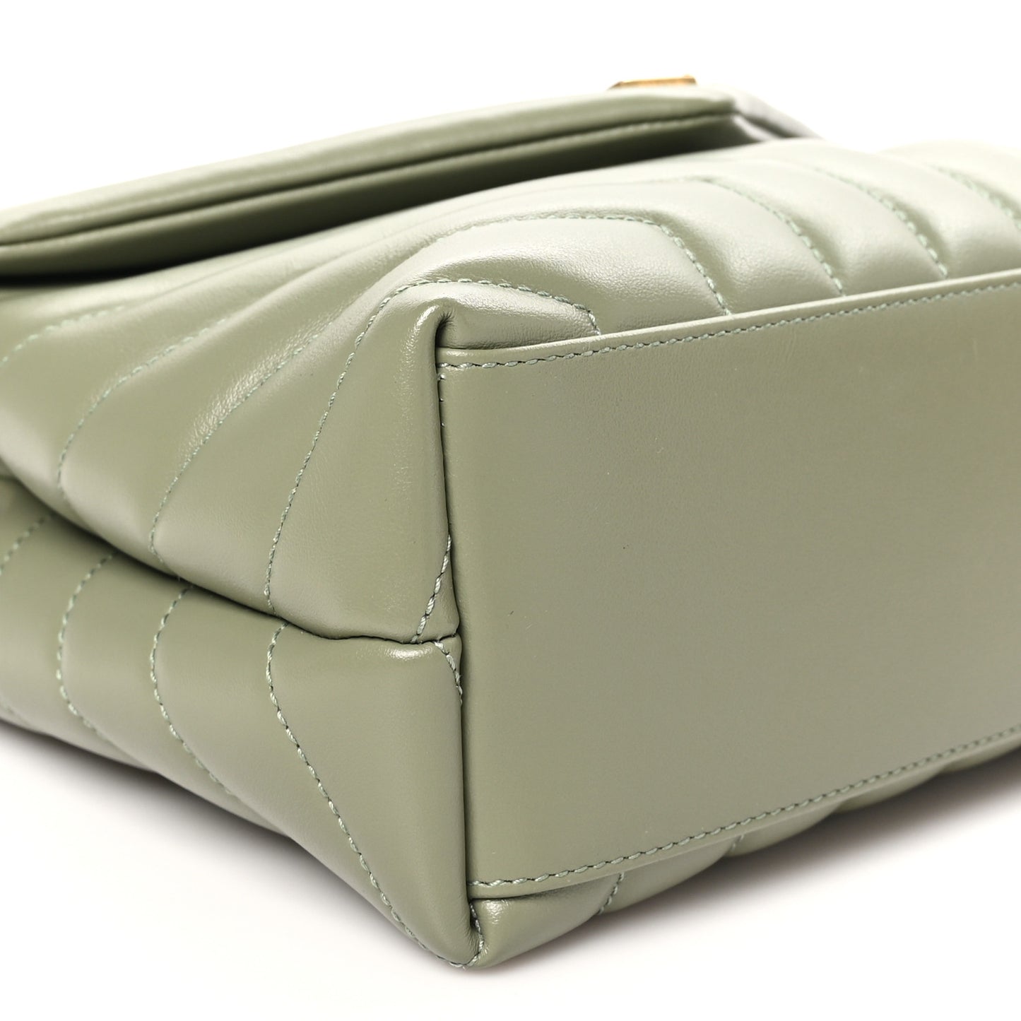 Calfskin Y Quilted Monogram Small Loulou Chain Satchel Light Sage