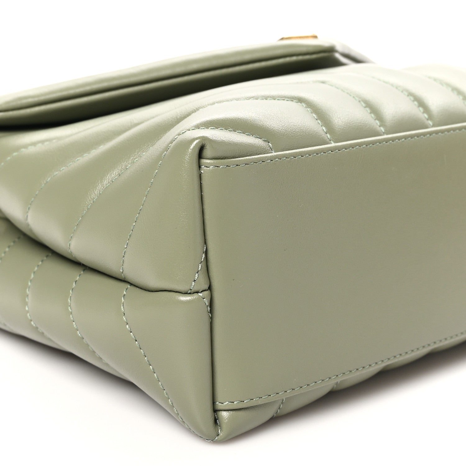 Saint Laurent Calfskin Y Quilted Monogram Small Loulou Chain Satchel Light Sage 9 of 10