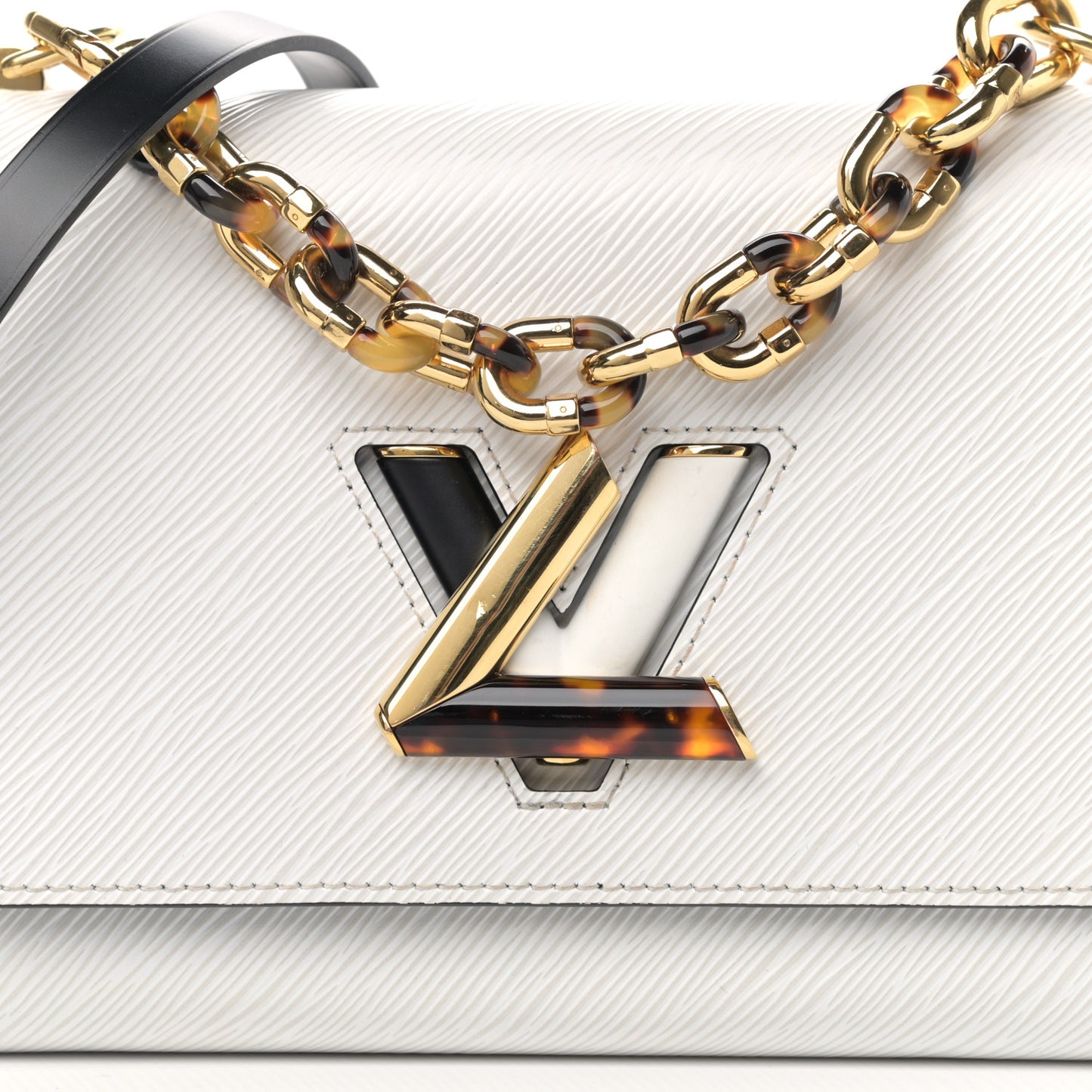 Epi Tortoiseshell Twist Shoulder Bag MM Black White