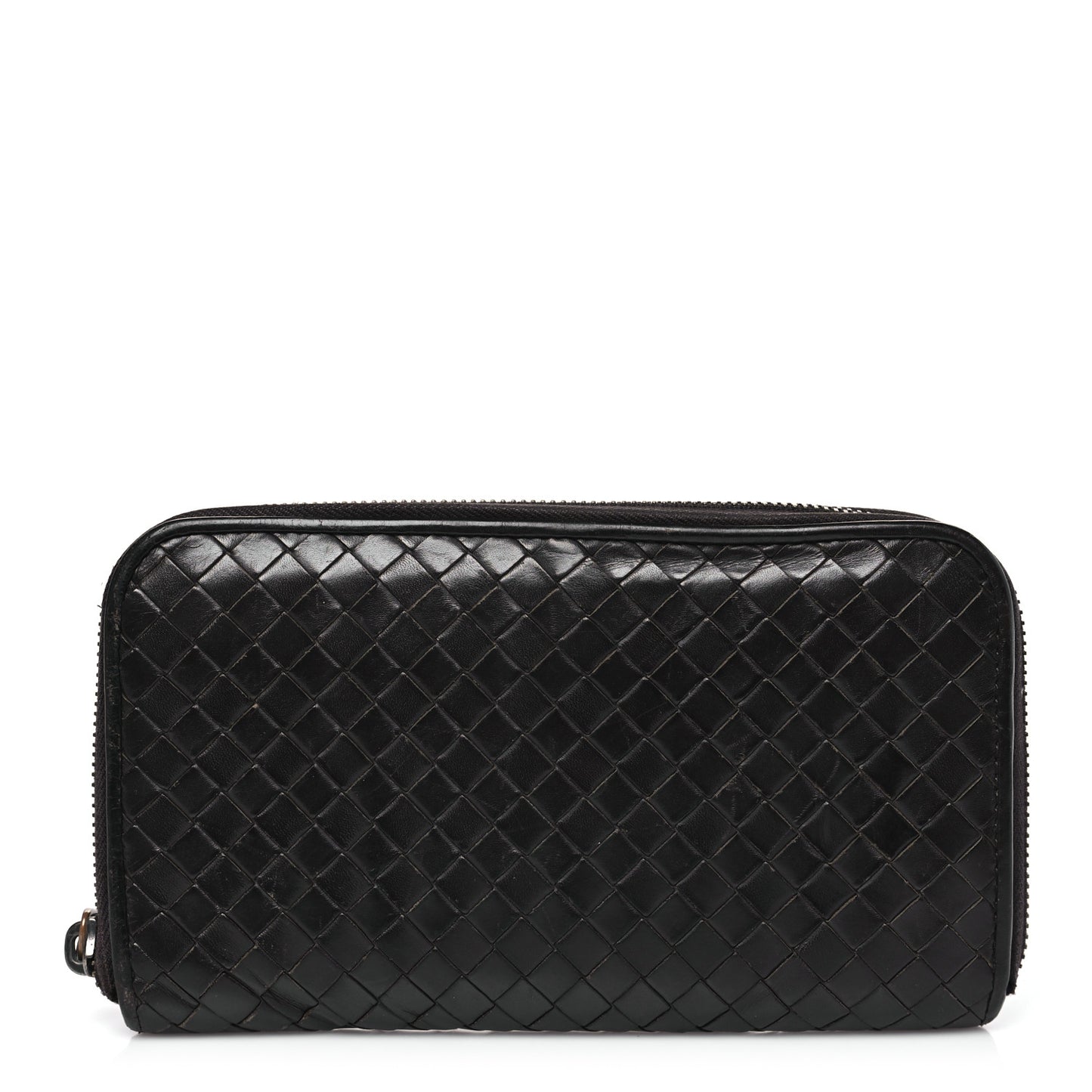 Nappa Intrecciato Zip Around Wallet Ebano