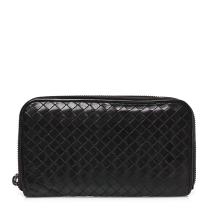 Bottega Veneta Nappa Intrecciato Zip Around Wallet Ebano 1 of 9