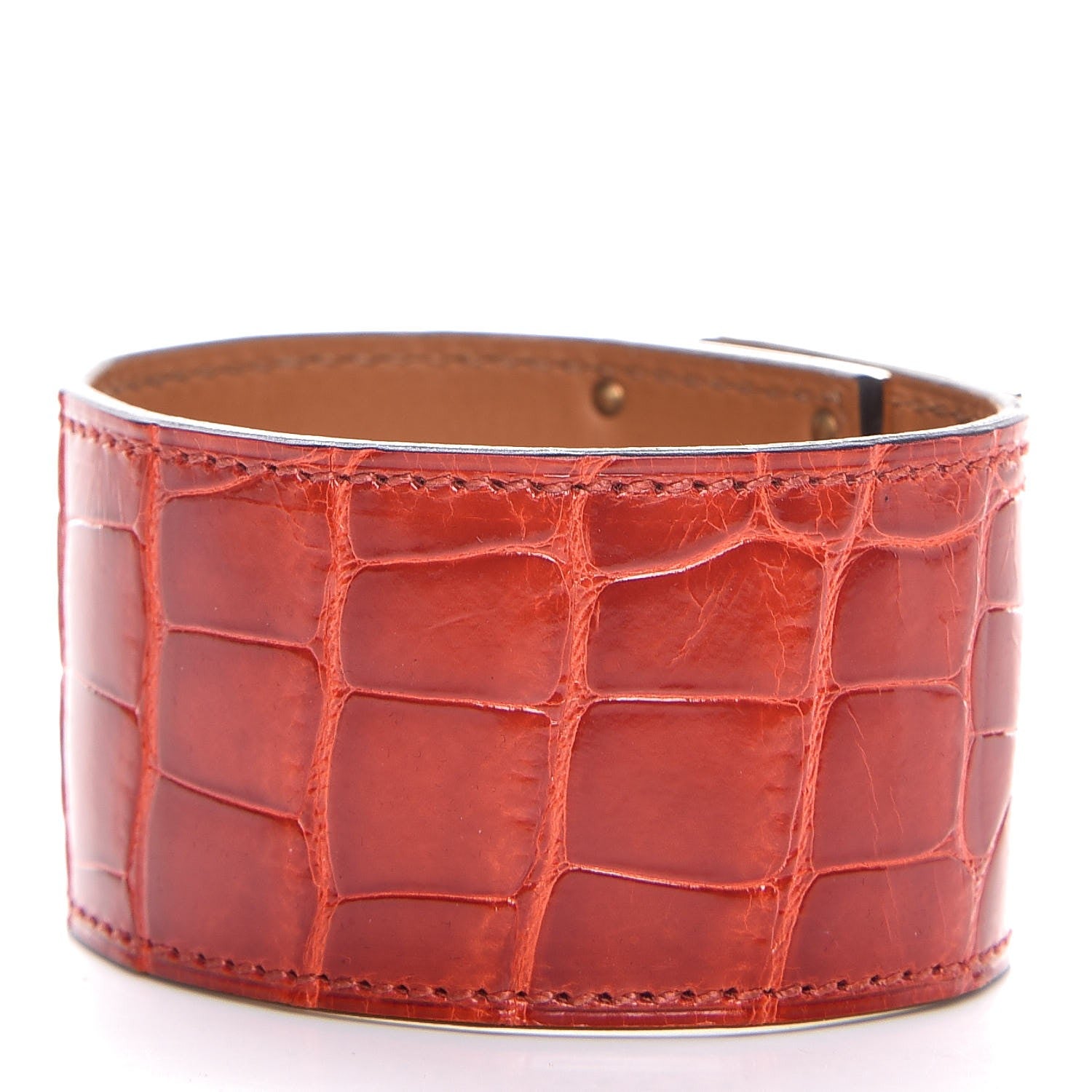 Hermes Shiny Alligator Kelly Dog Cuff Geranium 3 of 10