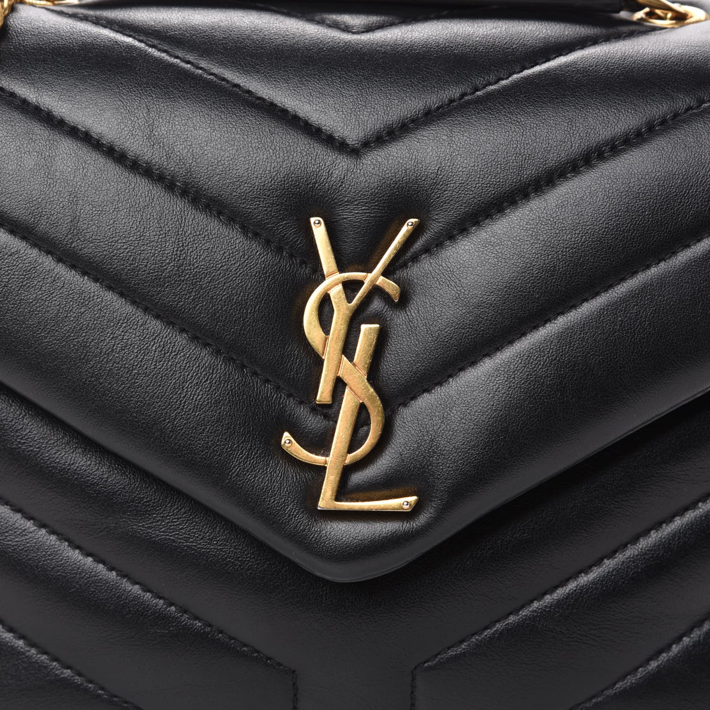 Calfskin Y Quilted Monogram Small Loulou Chain Satchel Black