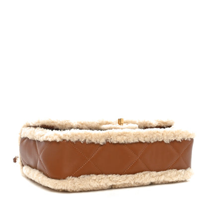 Chanel Shearling Lambskin Quilted Furry Coco Flap Beige Brown 4 of 11