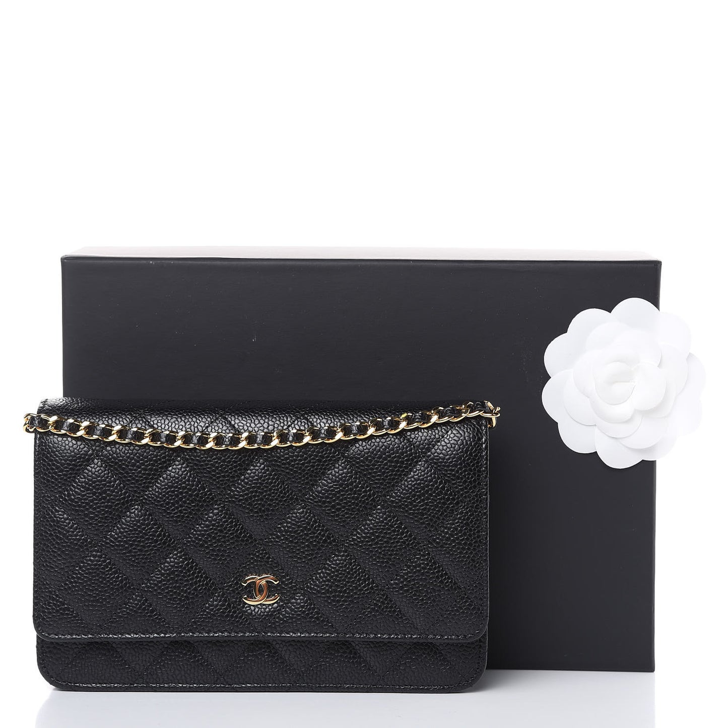Caviar Quilted Wallet On Chain WOC Black