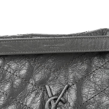 Saint Laurent Crinkled Calfskin Matelasse Monogram Medium Niki Chain Satchel Fog 12 of 13
