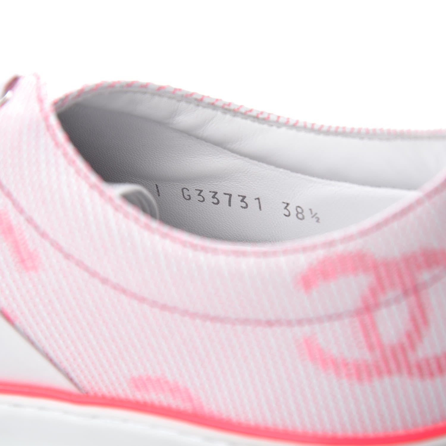 Chanel Embroidered Calfskin Womens CC Sneakers 38.5 White Fluo Pink 7 of 10