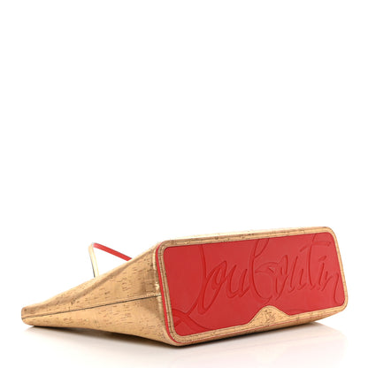Christian Louboutin Calfskin Liege Pepite Cork Spikes East West Cabata Tote Snow 5 of 15