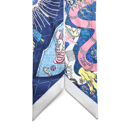 Hermes Silk Splash Park Twilly Bleu Rose Bonbon Jaune 2 of 4