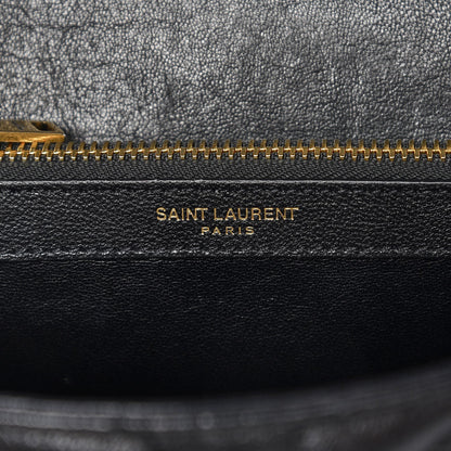 Saint Laurent Sheepskin Matelasse Chevron Monogram Medium College Bag Black 7 of 9