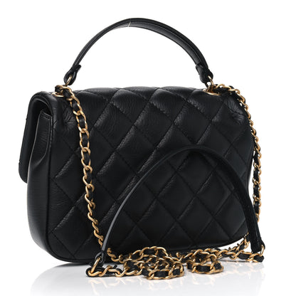 Chanel Calfskin Quilted Top Handle Flap Black 2 of 5