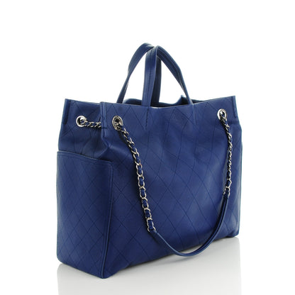 Chanel Grained Calfskin CC Pocket Tote Navy Blue 3 of 7