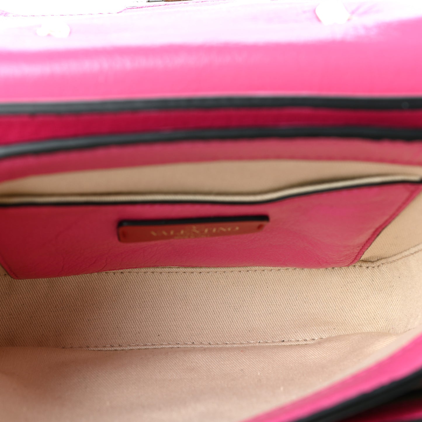 Pebbled Calfskin Rockstud Bow Top Handle Bag Pink Orchid