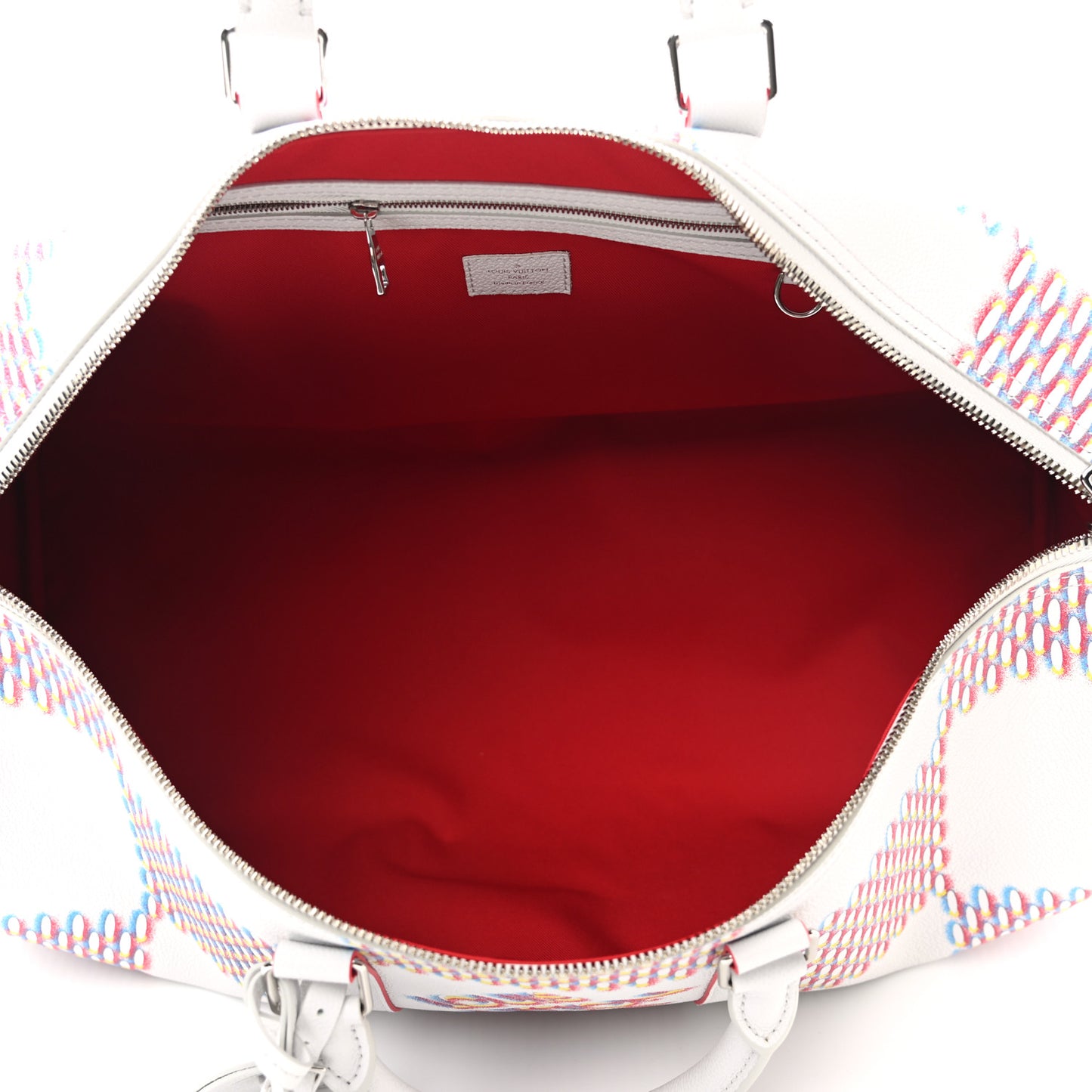 Cowhide Damier Spray Keepall Bandouliere 50B White