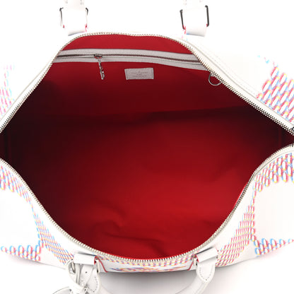 Louis Vuitton Cowhide Damier Spray Keepall Bandouliere 50B White 4 of 8