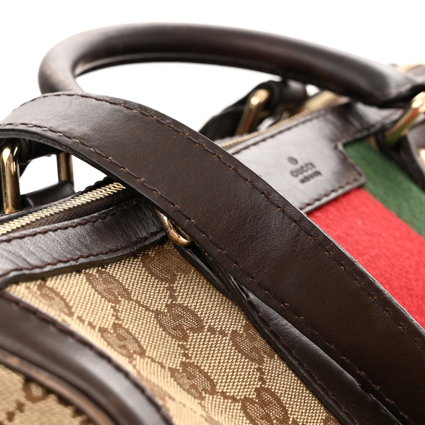 Monogram Selleria Calfskin Vintage Web Medium Boston Beige Ebony Cocoa