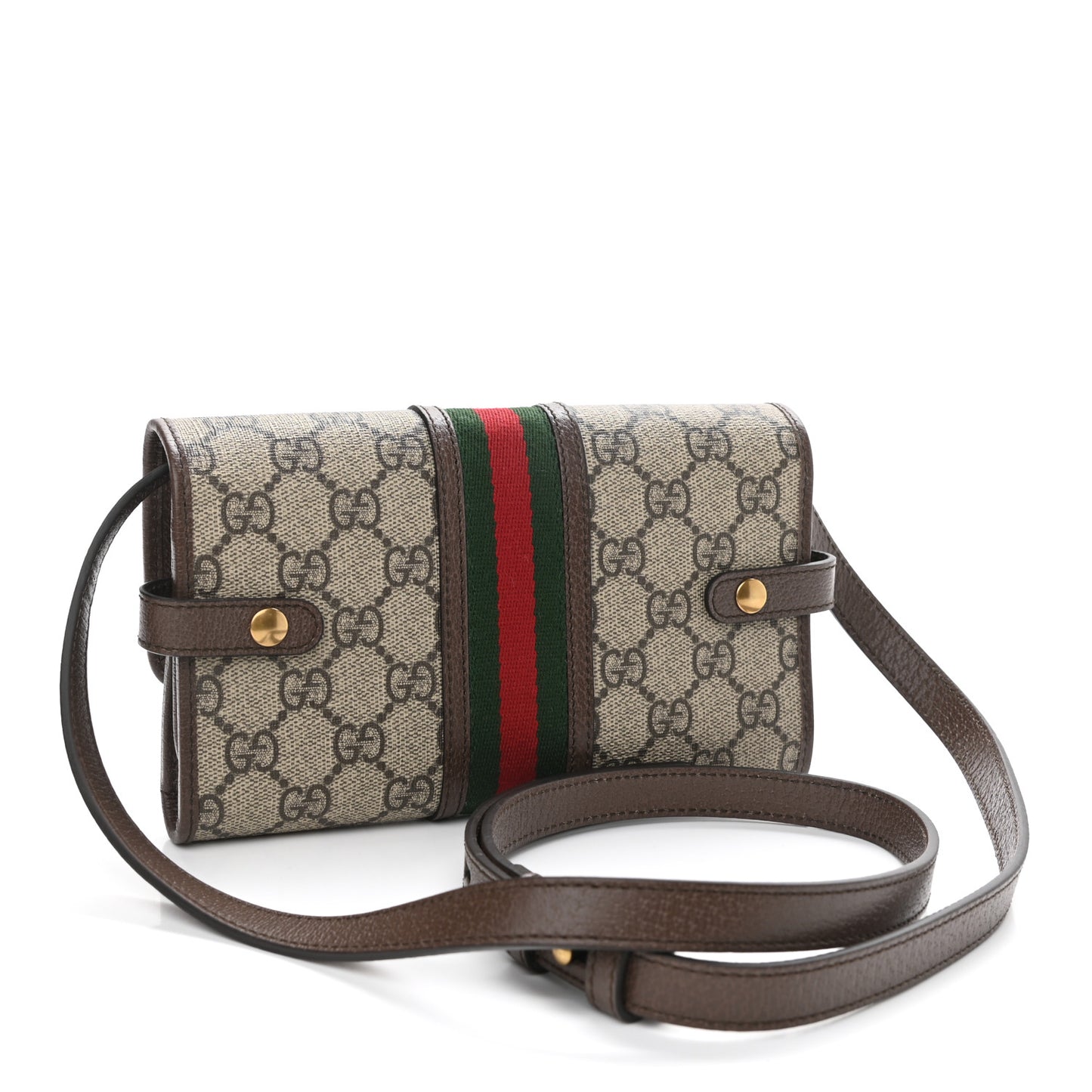 GG Supreme Monogram Web Ophidia Crossbody Wallet Beige New Acero