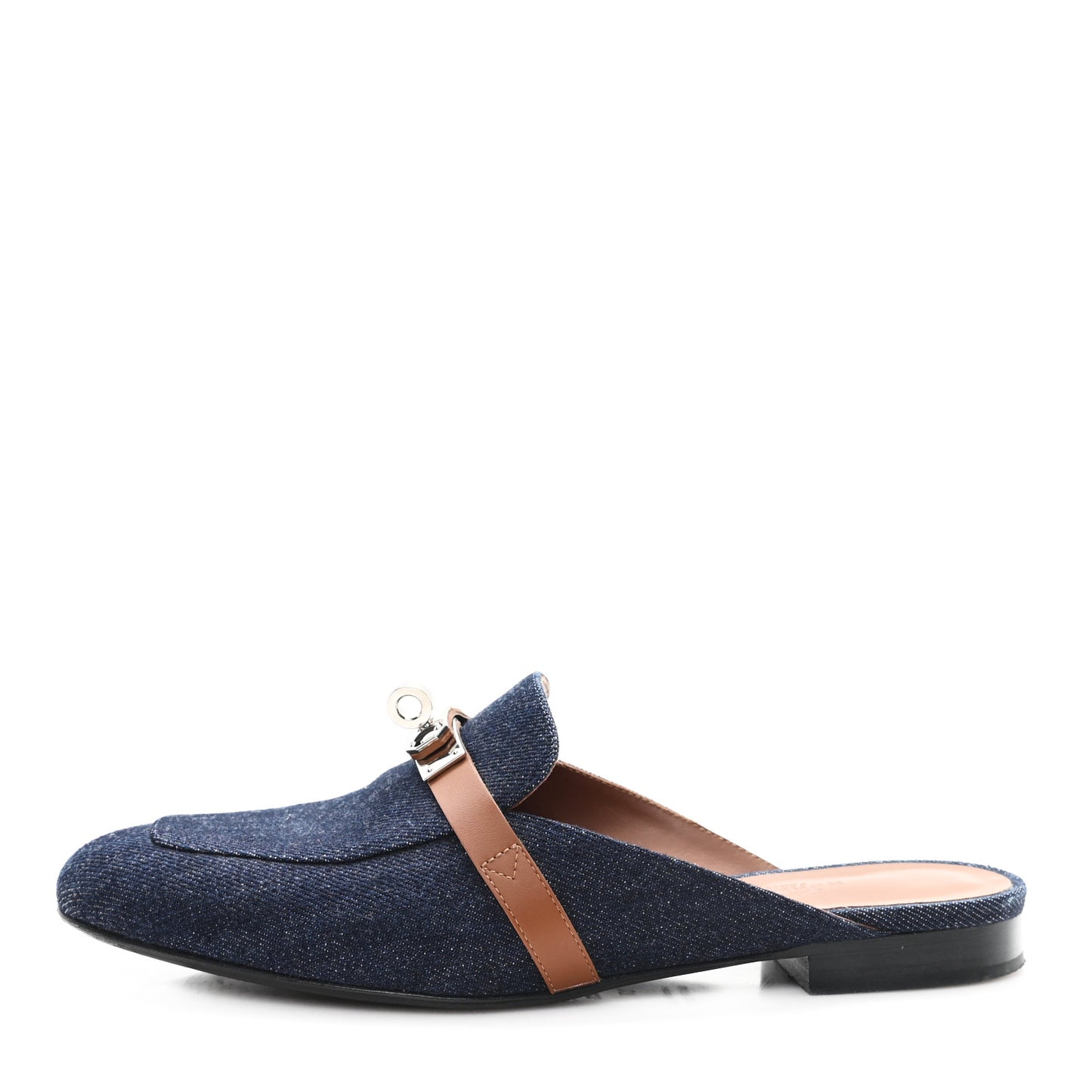 Calfskin Denim Oz Mules 37 Bleu Brut Gold