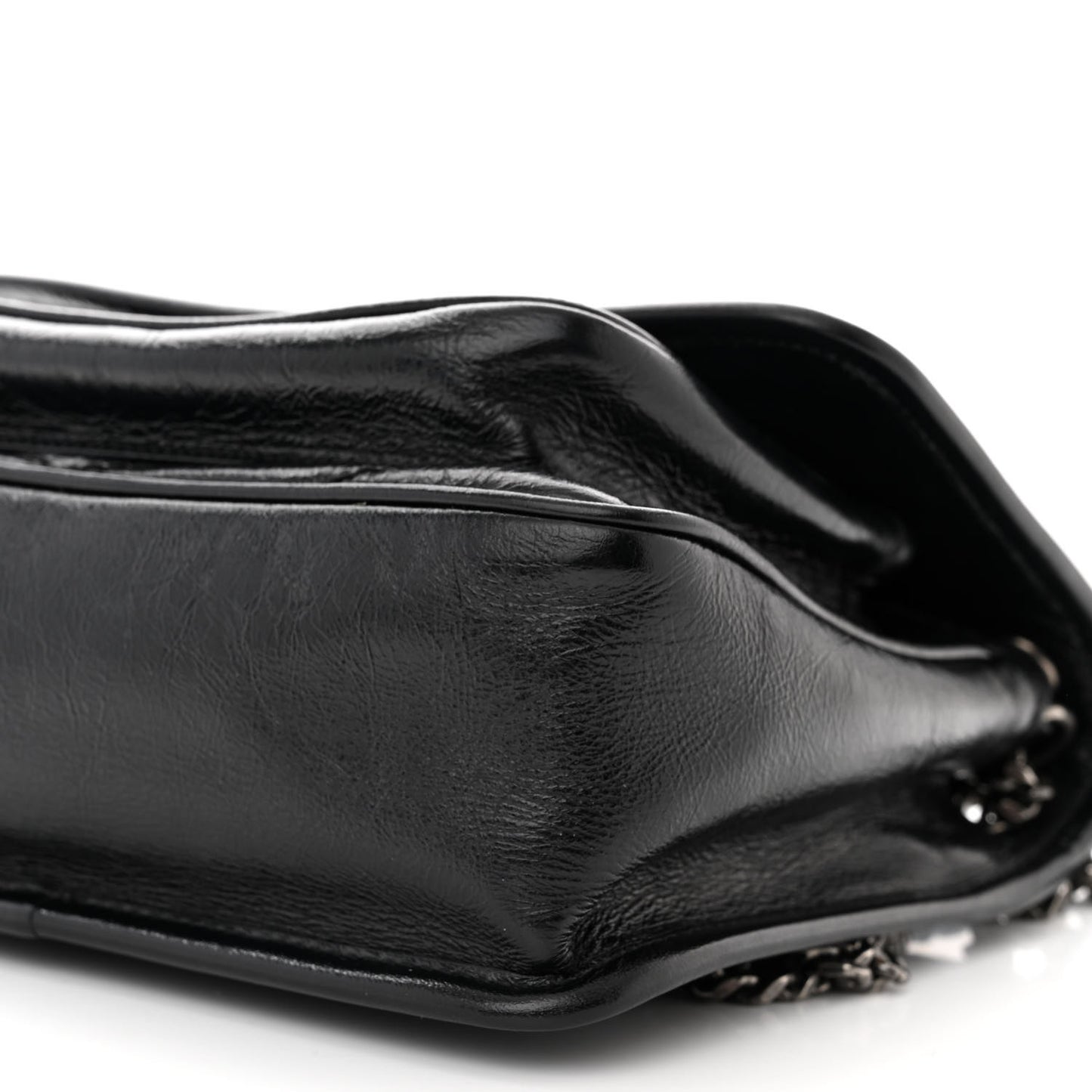Crinkled Calfskin Matelasse Monogram Baby Niki Chain Satchel Black