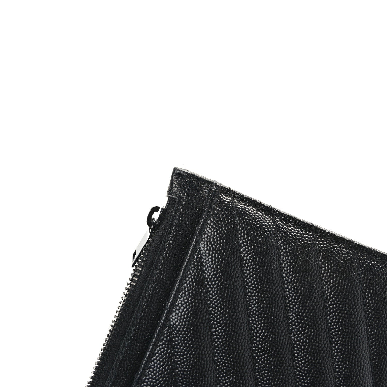 Saint Laurent Grain De Poudre Chevron Monogram Bill Pouch Black Black 9 of 9