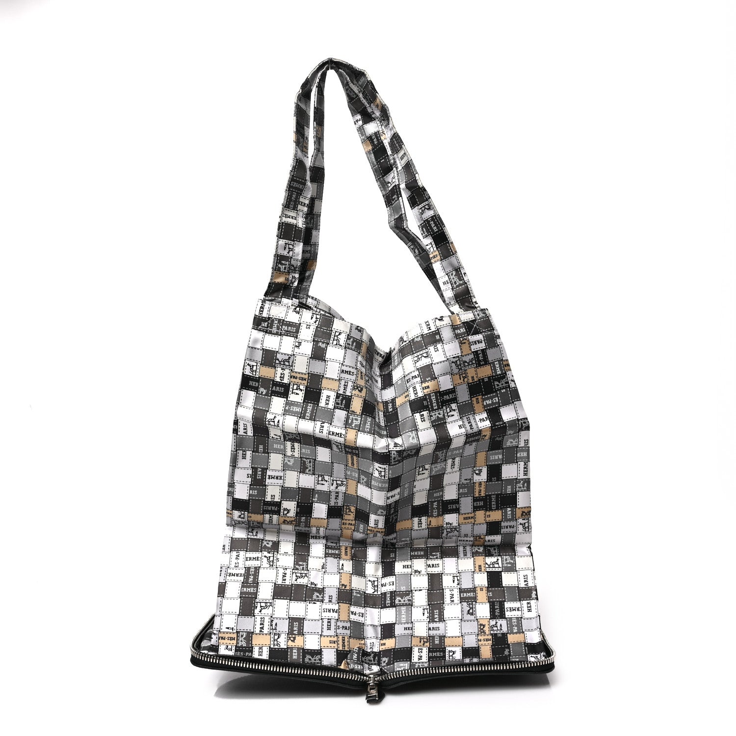 Hermes Silky Pop Bolduc Au Carre Shopper Tote Black 1303047