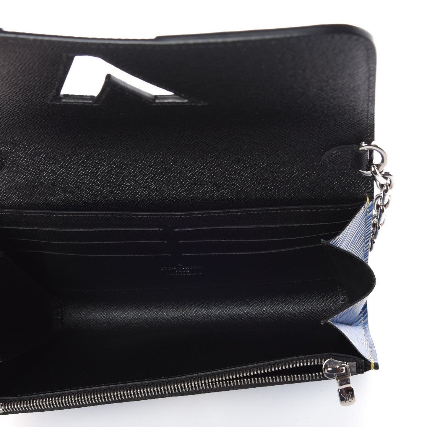 Epi Embellished Twist Chain Wallet Denim Light