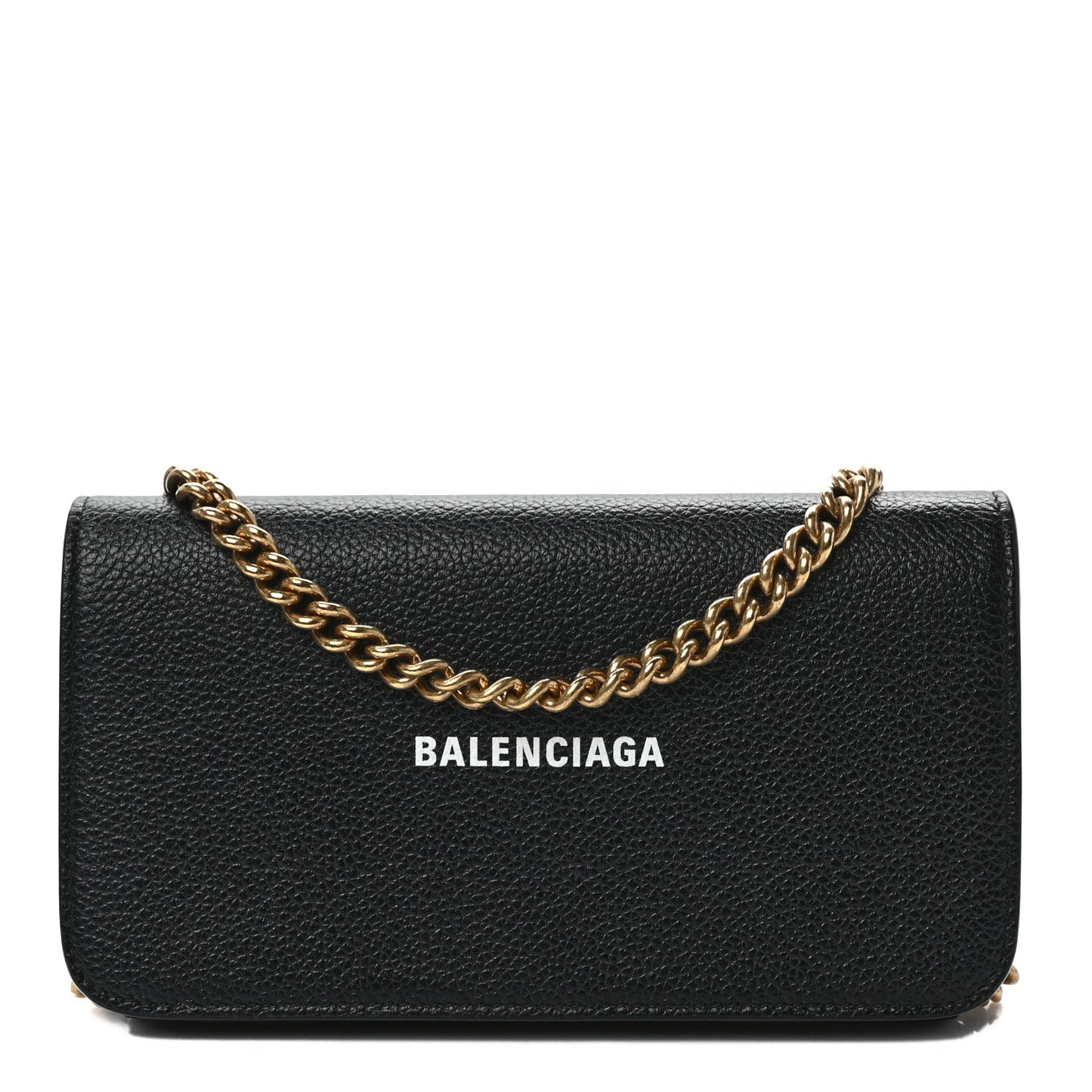 Grained Calfskin Logo Cash Phone Holder Wallet On Chain Black White