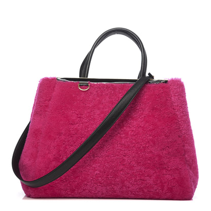 Fendi Shearling Nappa Regular 2Jours Shopper Tote Fuxia Black 1 of 10