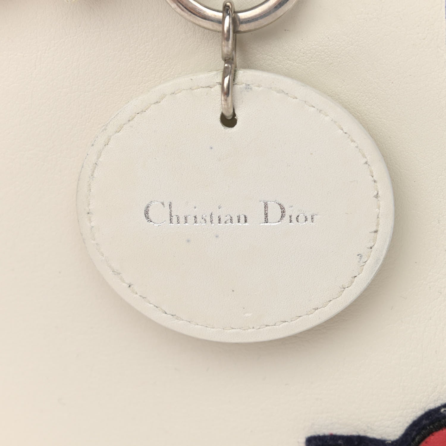 Christian Dior Smooth Calfskin Embroidered Medium Lady Dior White Multicolor 14 of 14