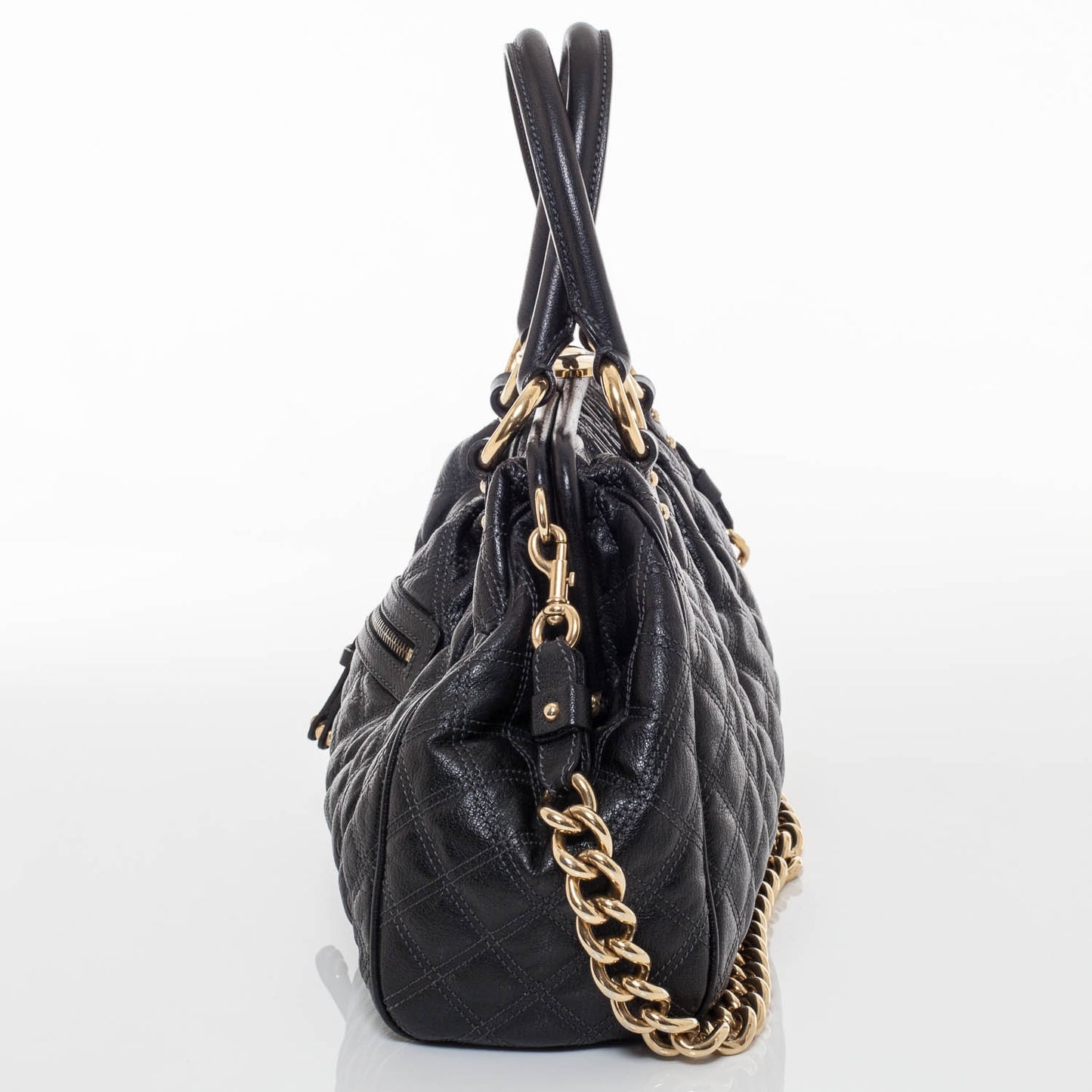 Quilted Leather Stam Black
