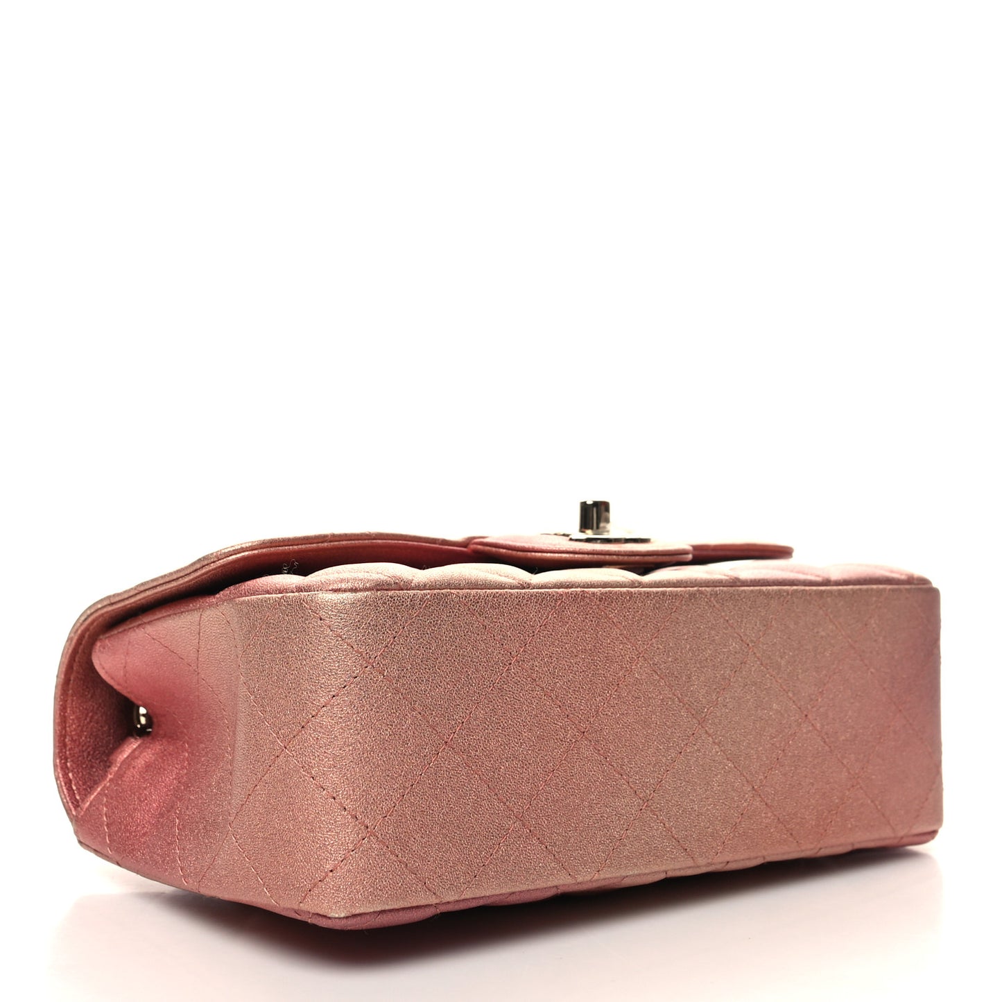 Metallic Lambskin Quilted Ombre Mini Rectangular Flap Pink