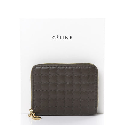 Celine Lambskin Quilted C Charm Zip Around Wallet Khaki 7 of 7