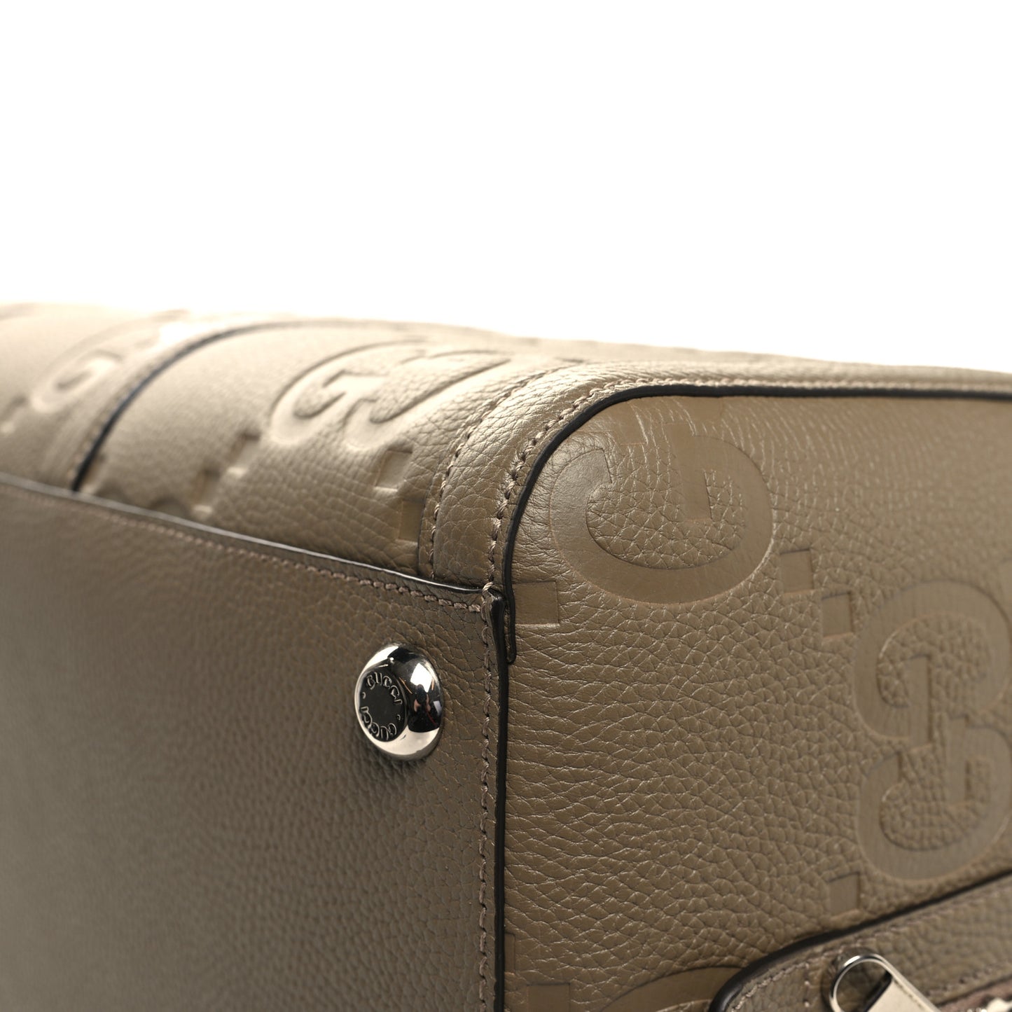 Piuma Calfskin Jumbo GG Embossed Large Duffle Bag Good Taupe
