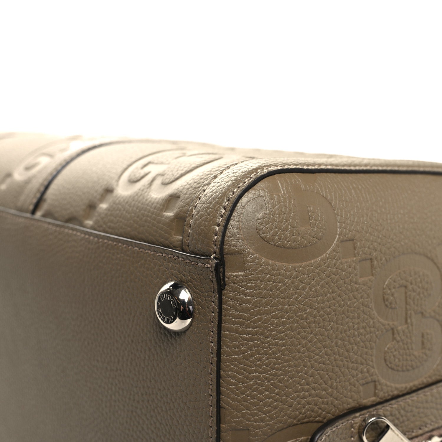 Gucci Piuma Calfskin Jumbo GG Embossed Large Duffle Bag Good Taupe 12 of 12