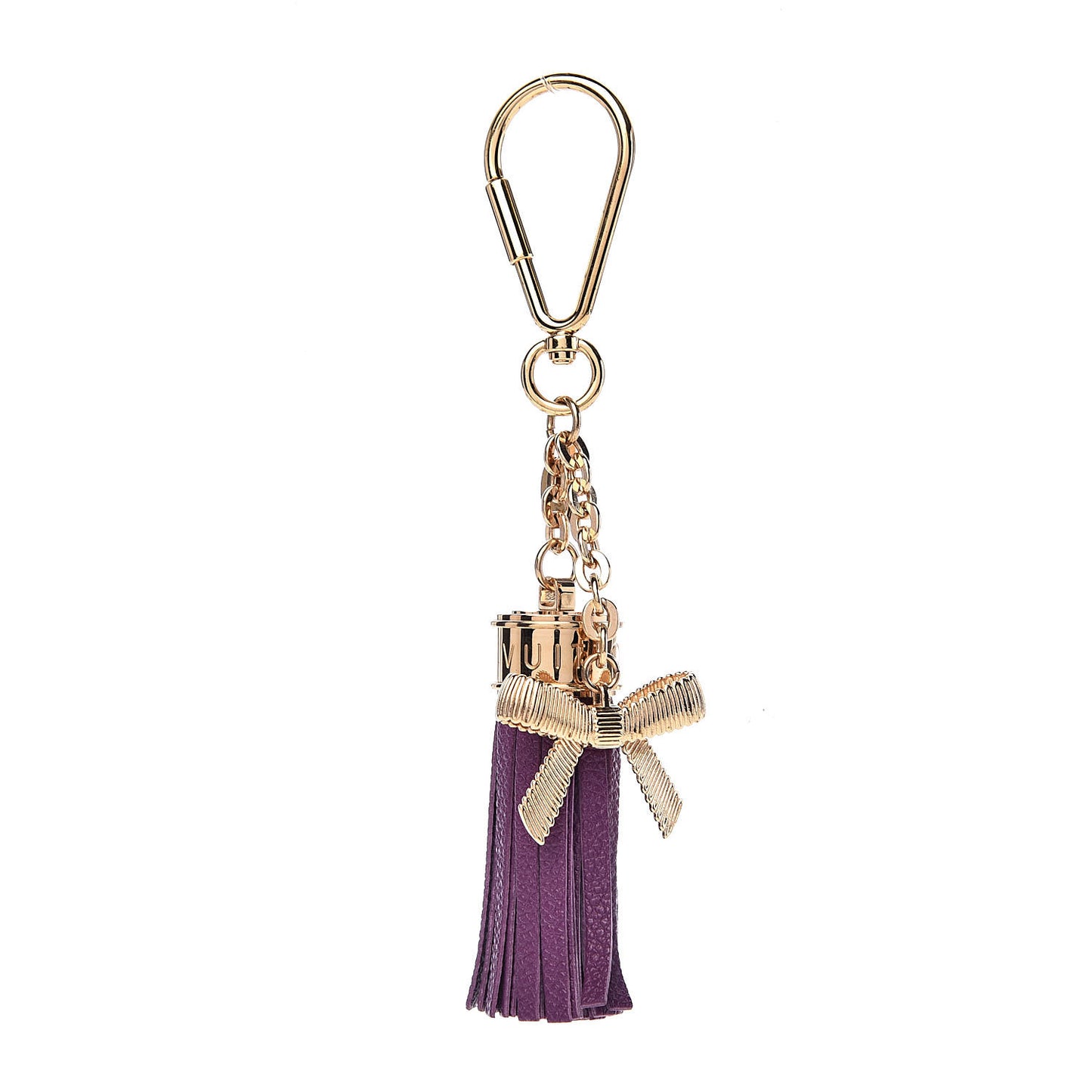 Calfskin Tassel Bow Bag Charm Purple