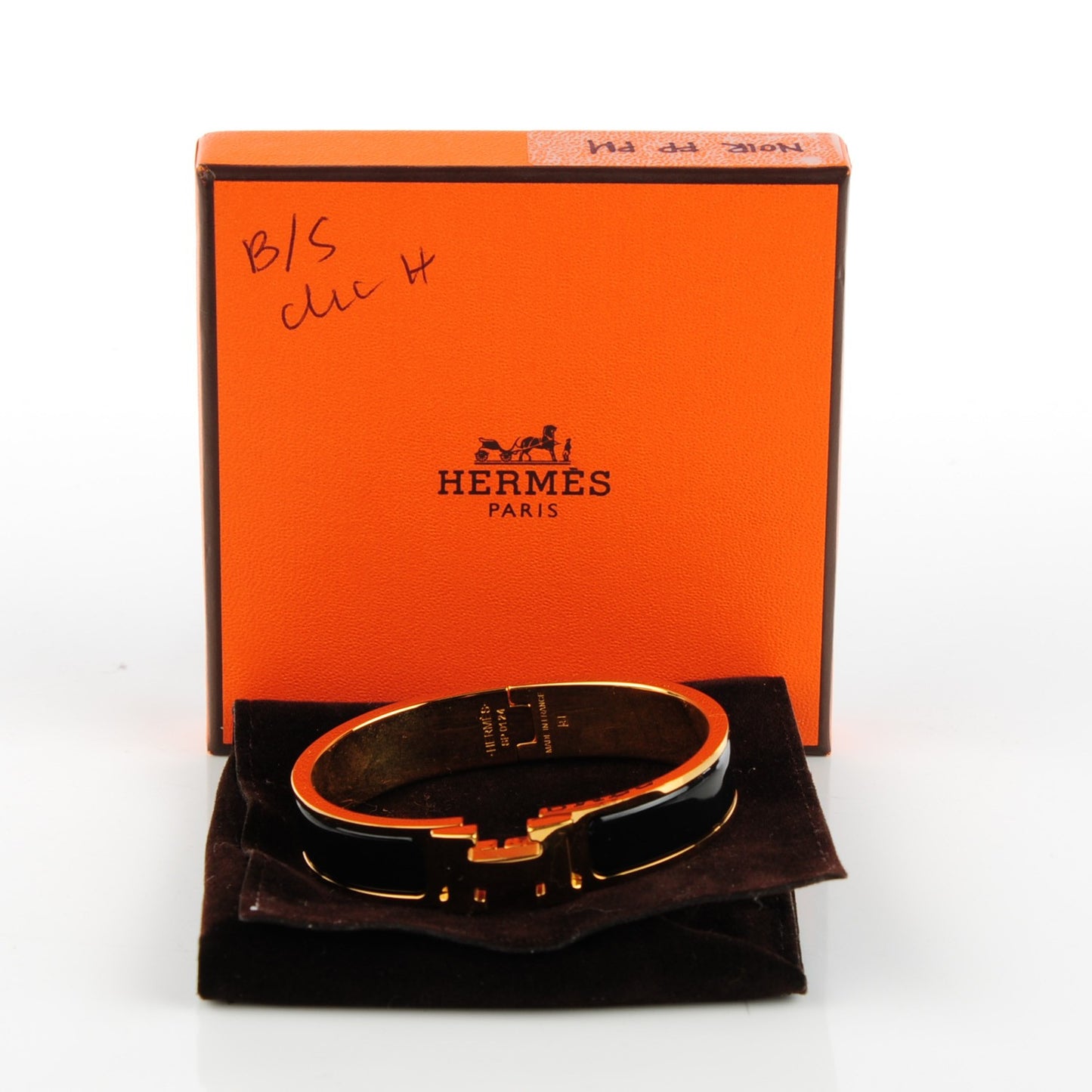 Enamel Narrow Clic Clac H Bracelet PM Black