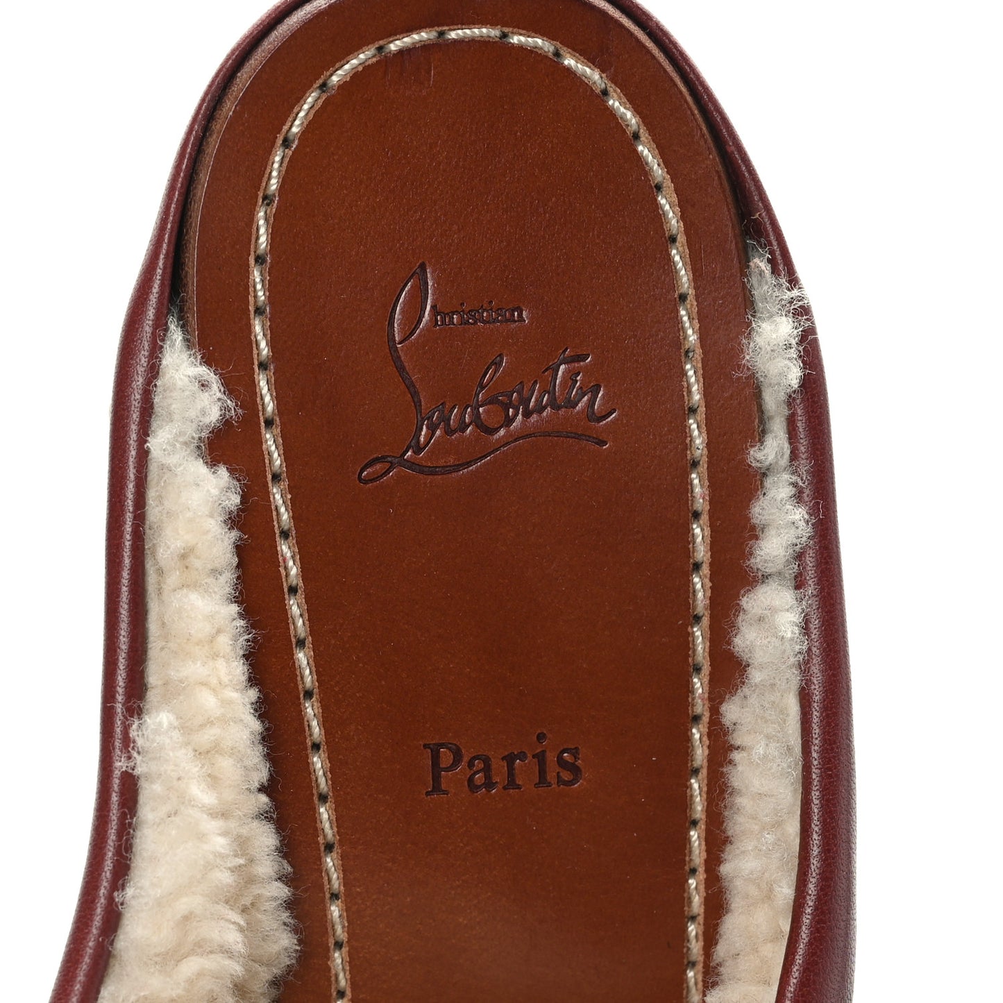 Calfskin Shearling Joan 130 Platform Mules 40.5 Burgundy