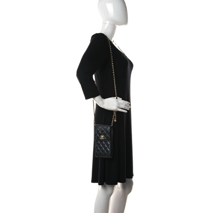 Chanel Lambskin Quilted Pearl Crush Phone Holder With Chain Black 2 of 11