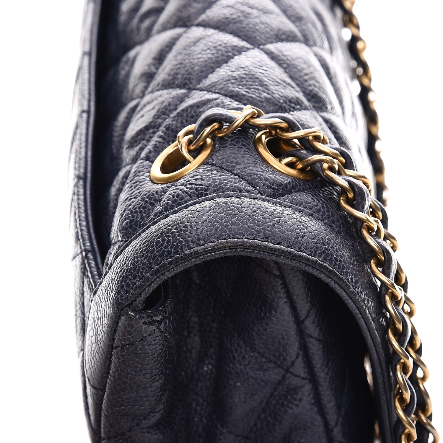 Chanel Crumpled Grained Calfskin Flap Navy Blue 10 of 13