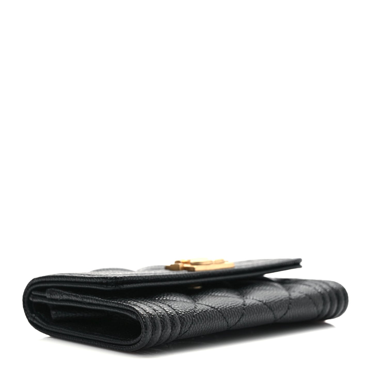 Caviar Quilted Boy Flap Card Holder Black