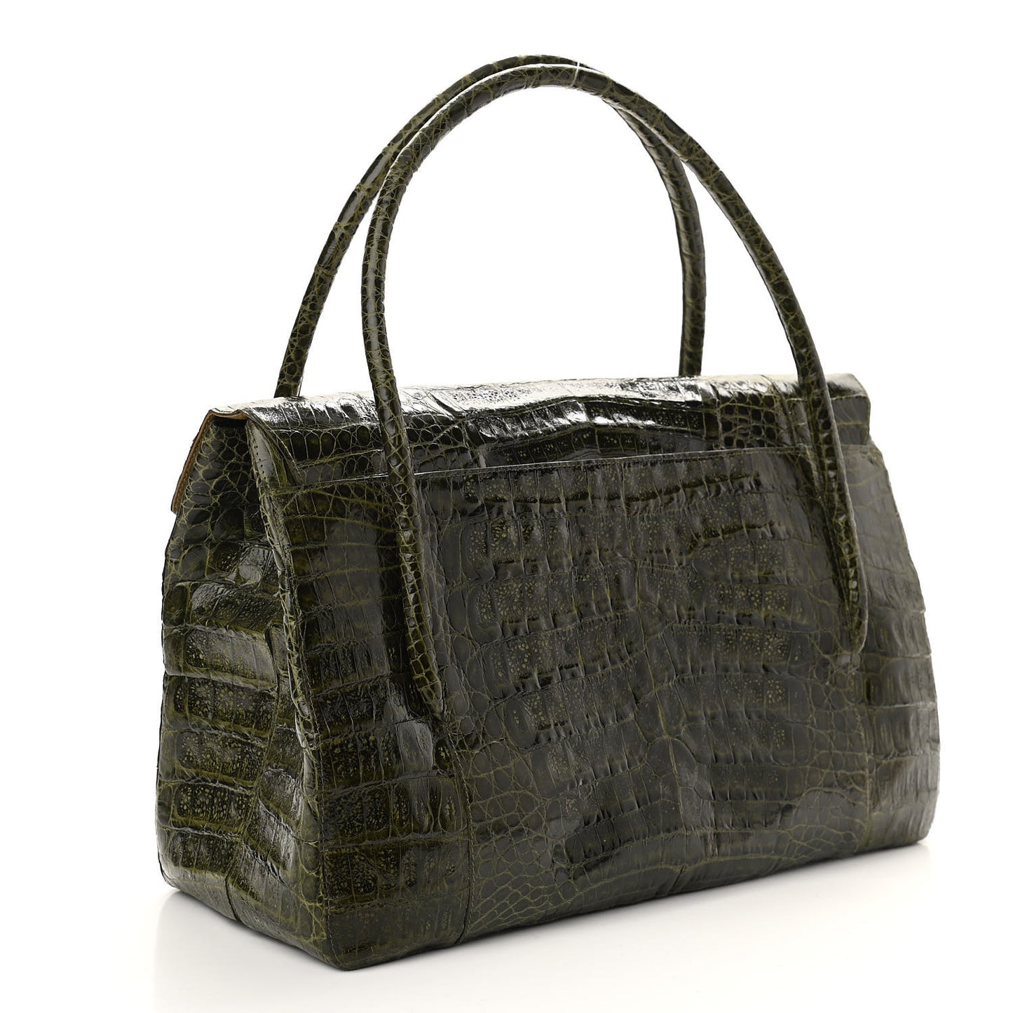 Crocodile Double Handle Satchel Green