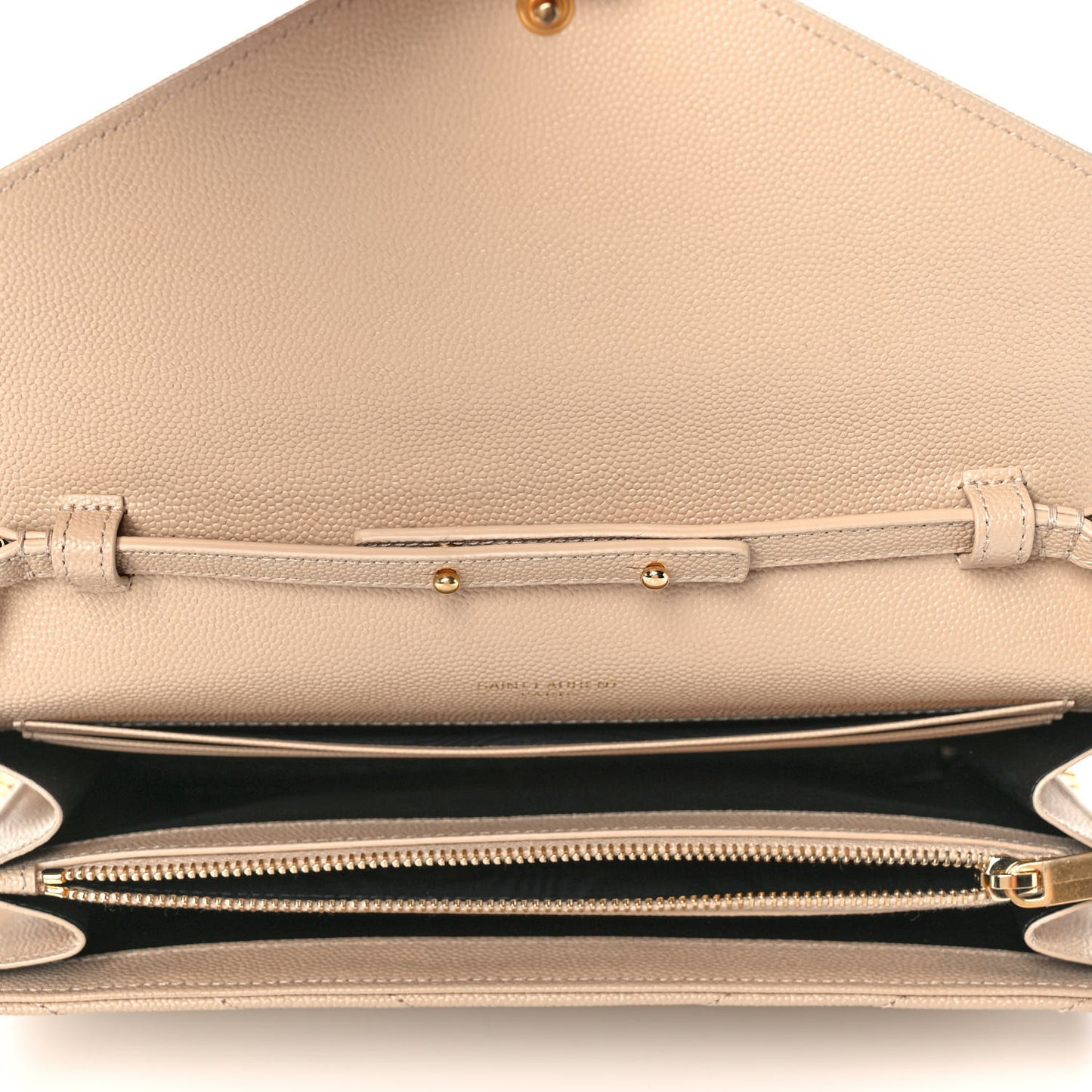 Grain De Poudre Matelasse Chevron Monogram Chain Wallet Nude Powder