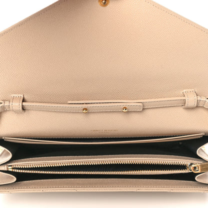 Saint Laurent Grain De Poudre Matelasse Chevron Monogram Chain Wallet Nude Powder 4 of 13