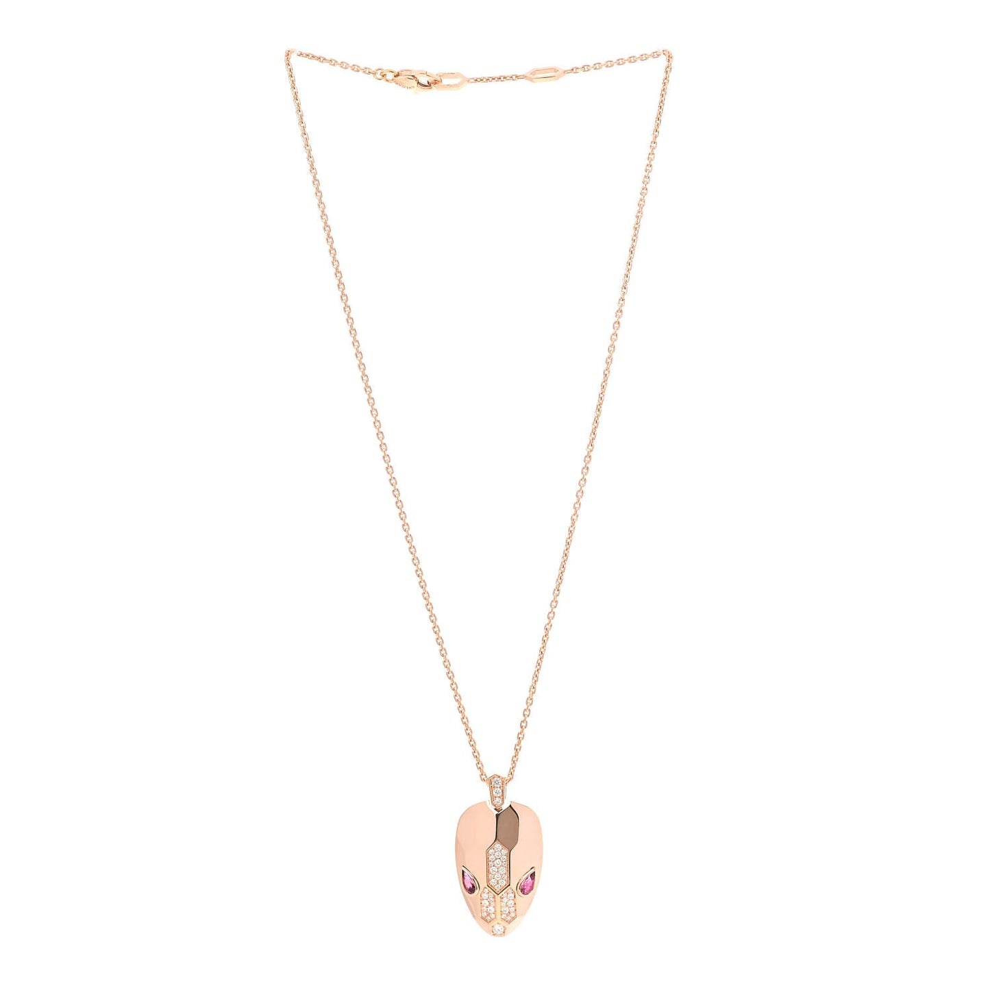 18K Rose Gold Diamond Tourmaline Serpenti Seduttori Pendant Necklace