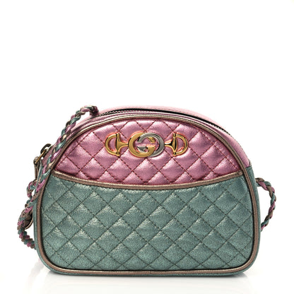 Gucci Laminated Nappa Trapuntata Mini Zumi Dome Shoulder Bag Rosa Lago Rame 1 of 10