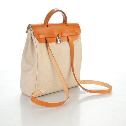 Hermes Toile Vache Calfskin Herbag 30 PM Backpack Natural 5 of 11