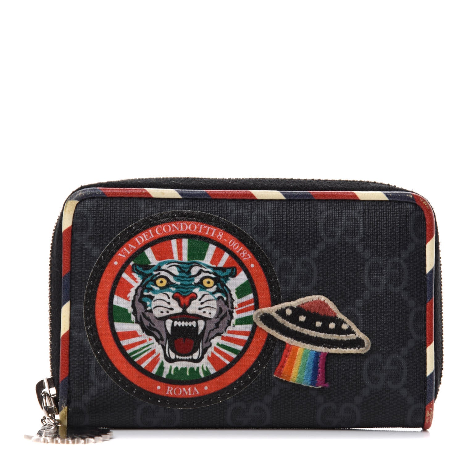 Gucci GG Supreme Monogram Night Courrier Embroidered Zip Around Card Case 1 of 10